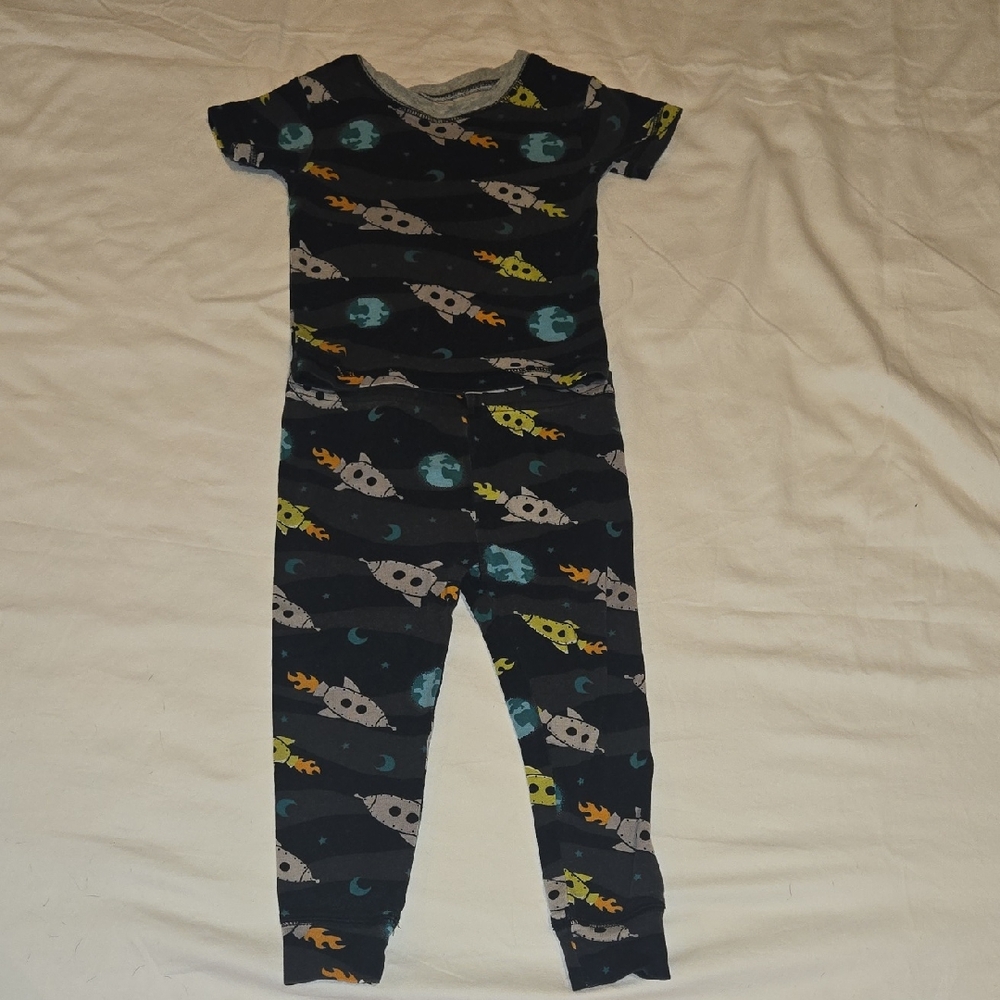 Carter's Navy Rocket Print Footie Pajama